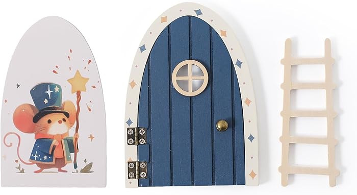 Christmas Mamimami Home Blue Wooden Magical Fairy Doors, 13cm 5.12 inch Elf Mouse Miniature Tiny ... | Amazon (US)