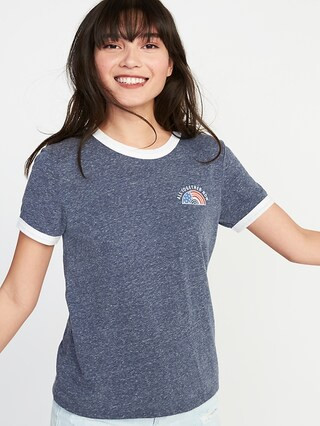Slim-Fit Graphic Ringer Tee for Women | Old Navy US