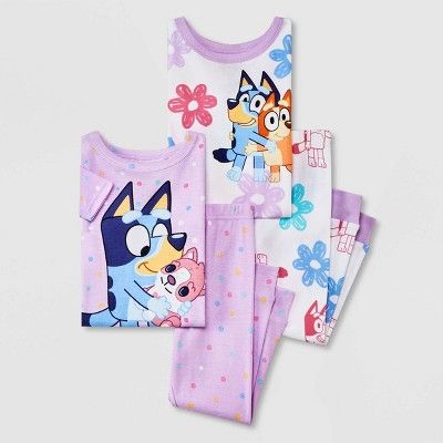 Toddler Girls' 4pc Bluey Snug Fit Pajama Set - Purple 18M | Target