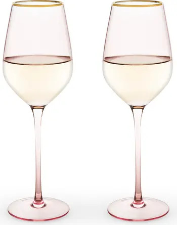 TWINE Rose Crystal White Wine Glasses Set of 2 | Nordstrom | Nordstrom