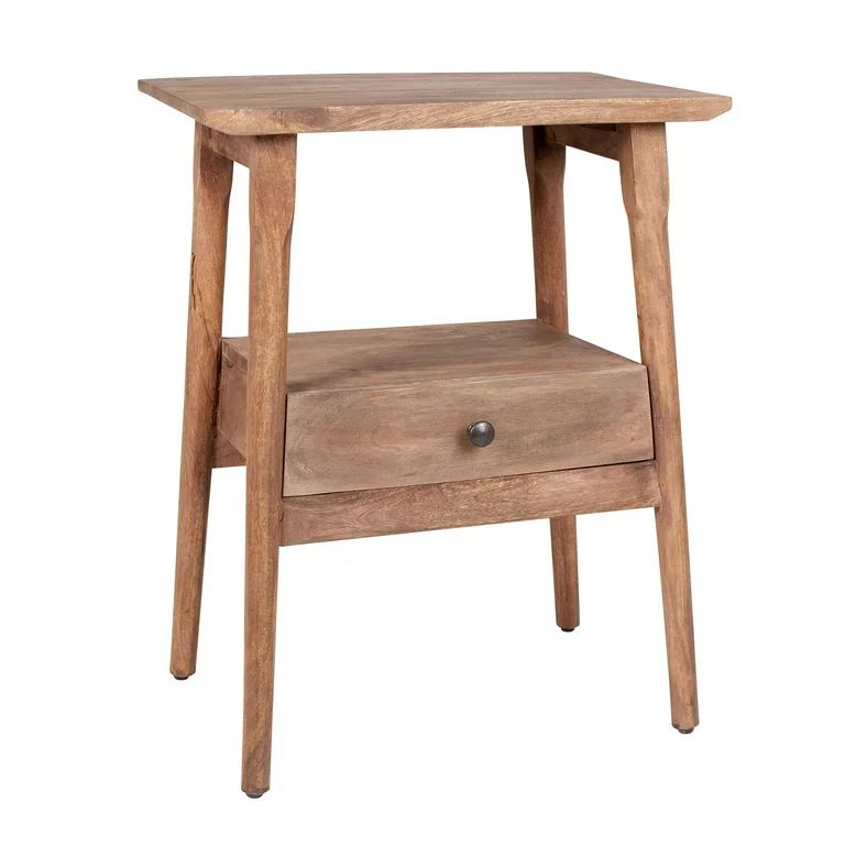 Kenmure 1 Drawer Natural Brown Solid Mango Wood Nightstand by East at Main 22"W x 15"D x 28"H | Walmart (US)