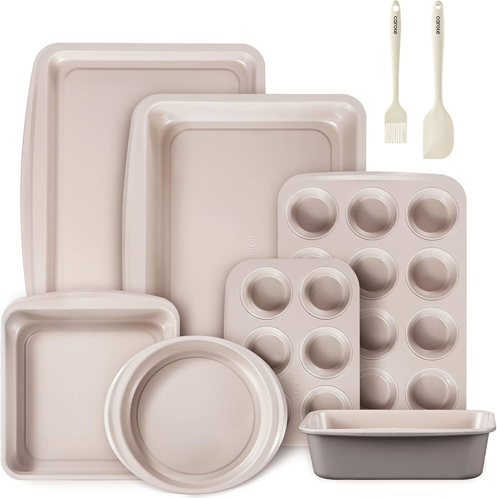 CAROTE 9-Piece Nonstick Stackable Baking Pans Set - Bakeware Sets Including Cookie Sheets, Muffin... | Amazon (US)