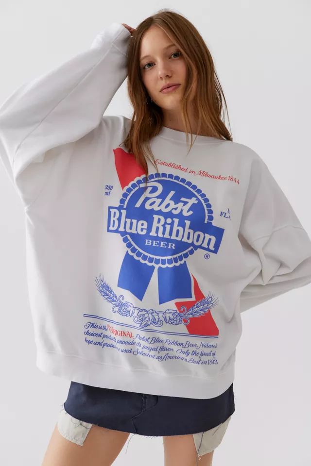 Pabst Blue Ribbon Beer Logo Pullover Sweatshirt | Urban Outfitters (US and RoW)