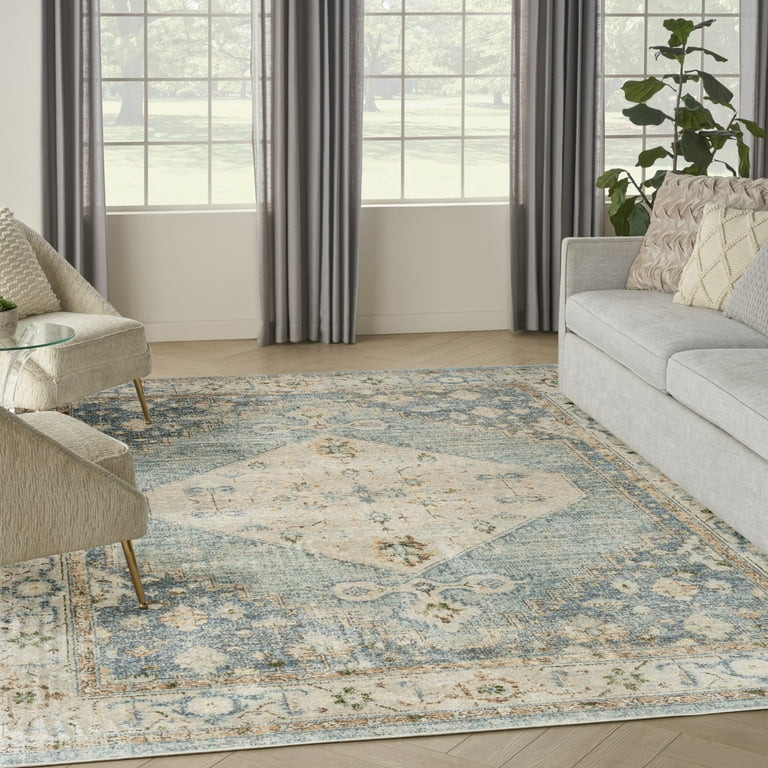 Nourison Astra Machine Washable Persian Silver Blue 7'10" x 10' Area Rug (8x10) | Walmart (US)