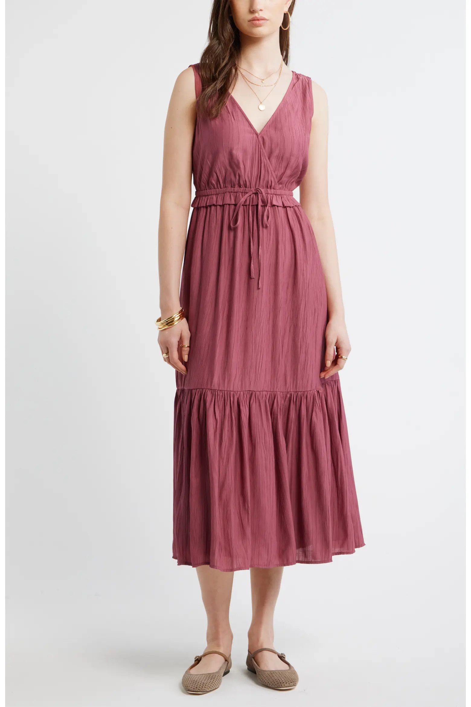 Faux Wrap Tiered Midi Dress (Women) | Nordstrom | Nordstrom