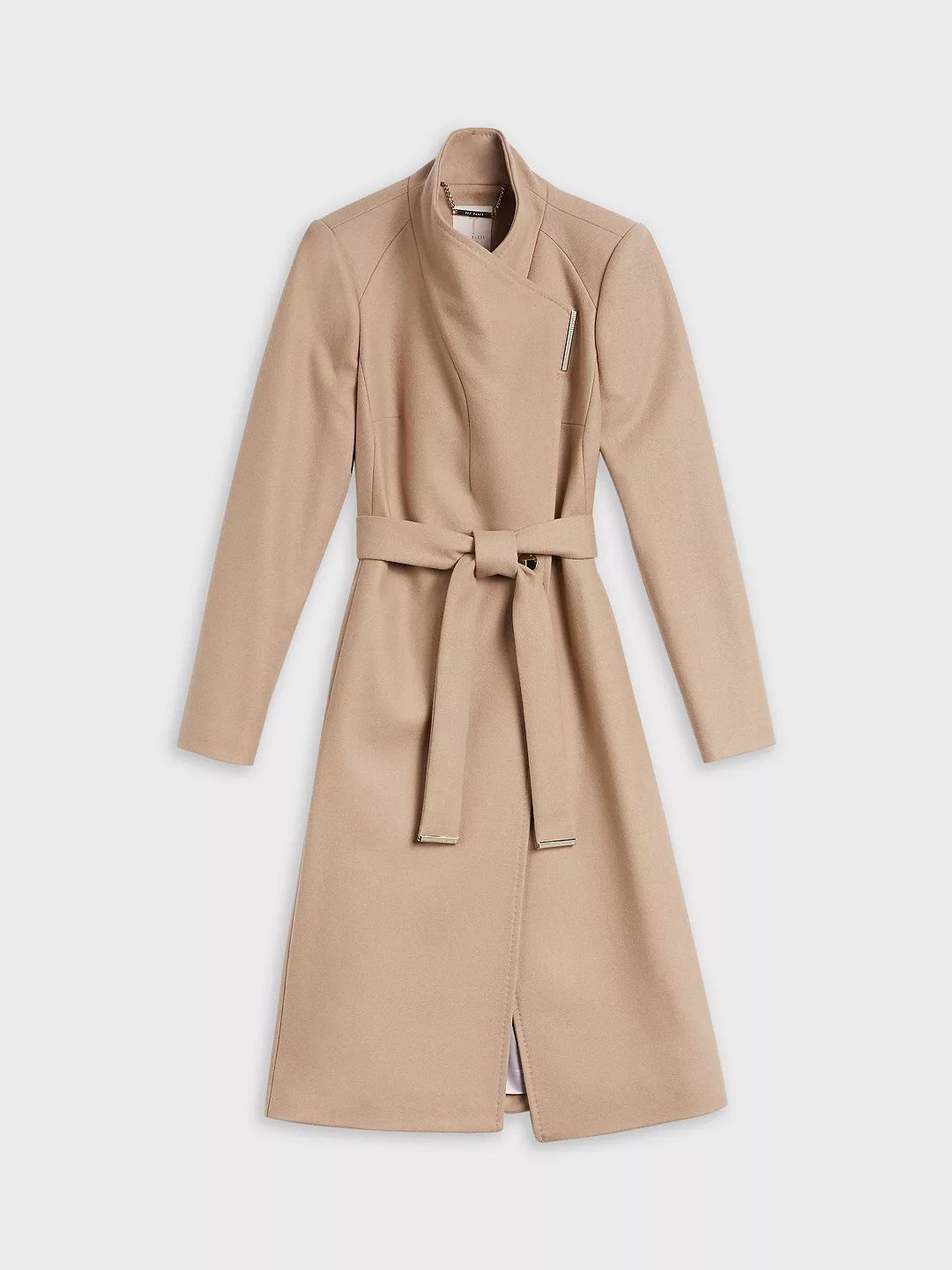 Ted Baker Rose Cashmere Blend Tie Detail Coat, Camel | John Lewis (UK)