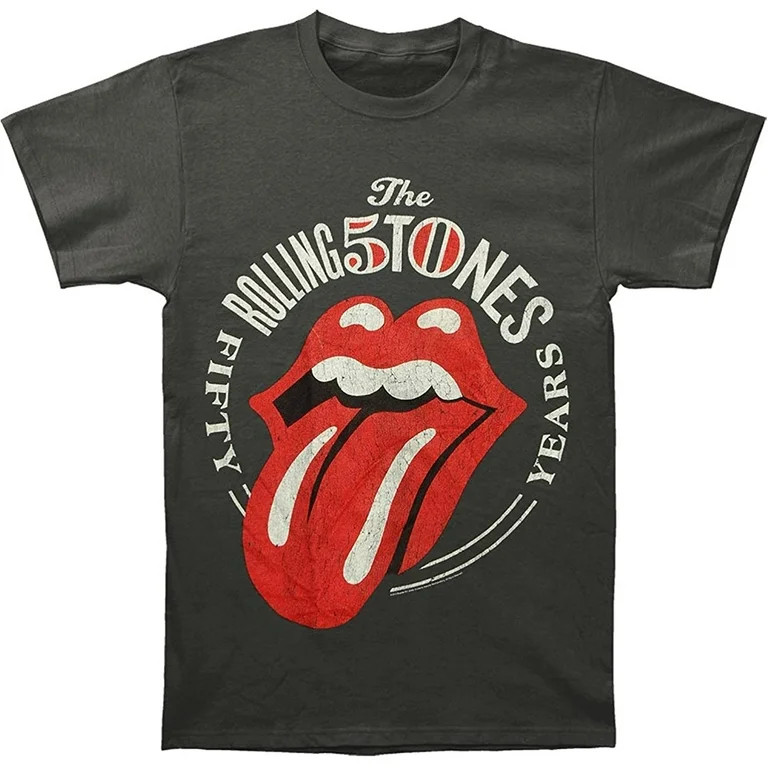 Official The Rolling Stones 50th Logo Grey Short Sleeve Band Graphic Tee Unisex | Walmart (US)