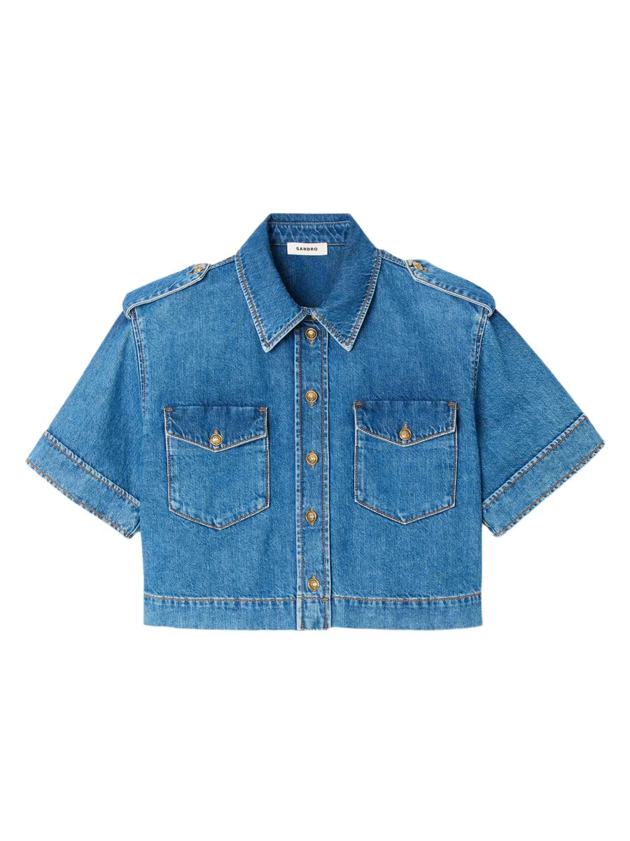 Cropped Denim Shirt | Saks Fifth Avenue