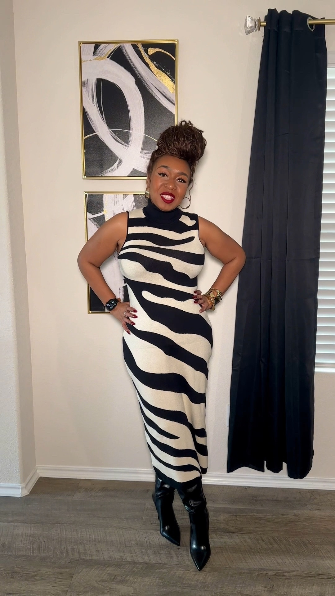 Try-on approved ✔️ A timeless statement dress that works for Christmas, nights out, church, or the office. Throw on a leather moto jacket, grab your favorite handbag, and you’re ready for anything the season brings. ✨

#HolidayStyle
#WinterOutfits
#OOTD 
#over40

#LTKootd #LTKOver40