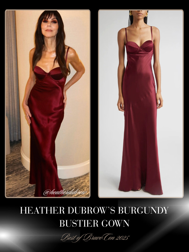 Heather Dubrow's Burgundy Bustier Gown 📸 + Info= @heatherdubrow 

 