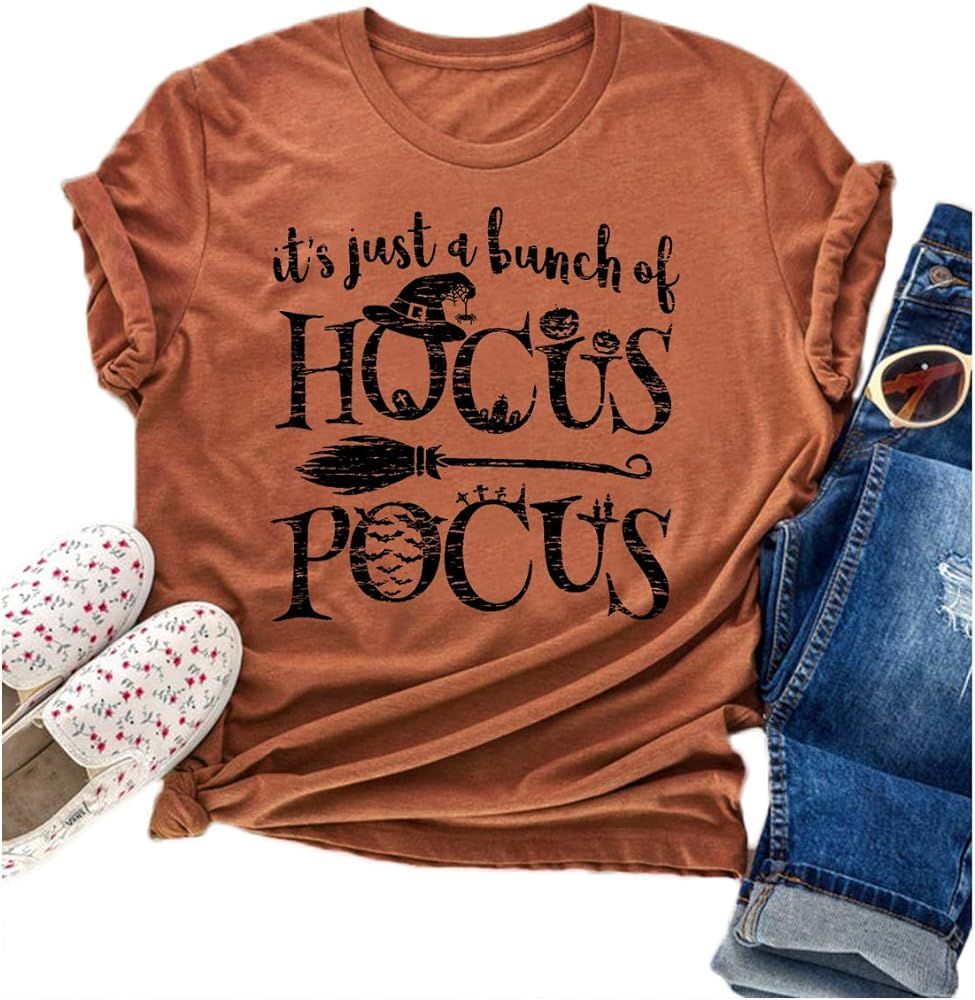 Hocus Pocus Halloween Shirts for Women Fall Tee Shirt Classic Halloween Movie Tops | Amazon (US)