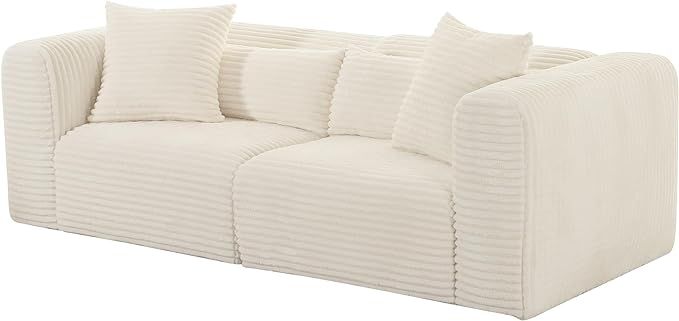 Tov Furniture Tarra Fluffy Oversized Cream Corduroy Modular Loveseat | Amazon (US)