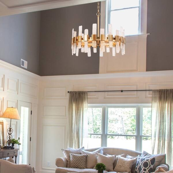 Modern Gold 6-Light Wagon Wheel Crystal Glass Chandelier for Dining Room - D18"*H15" - D18"*H15" | Bed Bath & Beyond