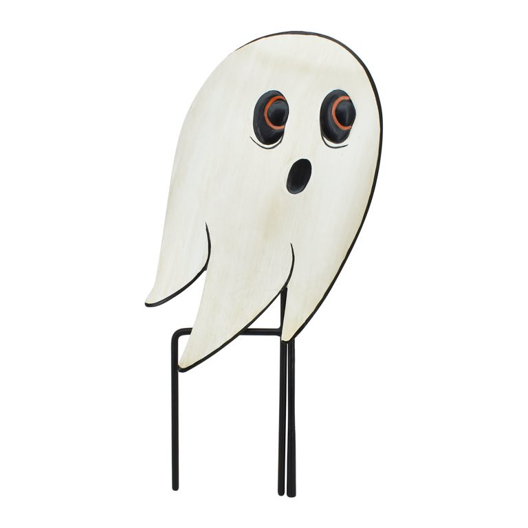 Way To Celebrate Halloween Metal Vintage Yard Stake Decor - White Ghost - 24 inch Height | Walmart (US)