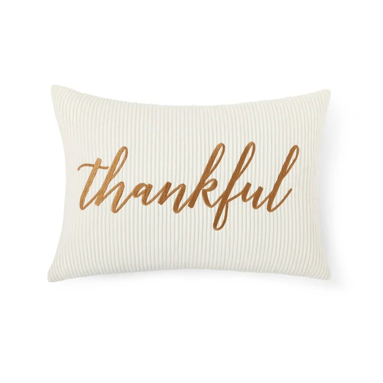 Way To Celebrate 14x20 Harvest Thankful Oblong Polyester Decorative Pillow | Walmart (US)