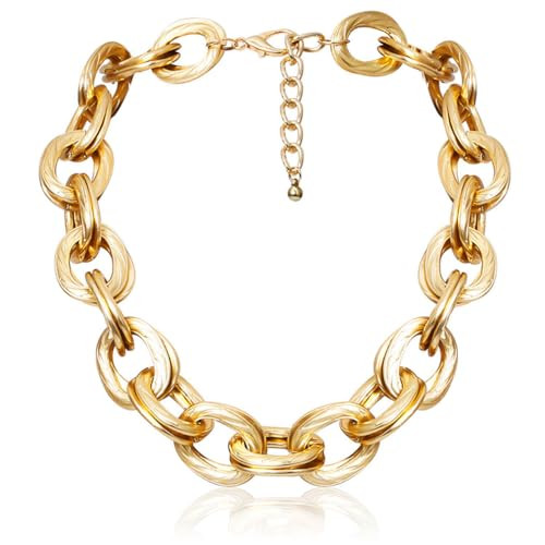 ACEDRE Chunky Choker Necklace Gold Cuban Link Chain Punk Hip-hop Necklaces Jewelry for Women (1-Gold) | Amazon (US)