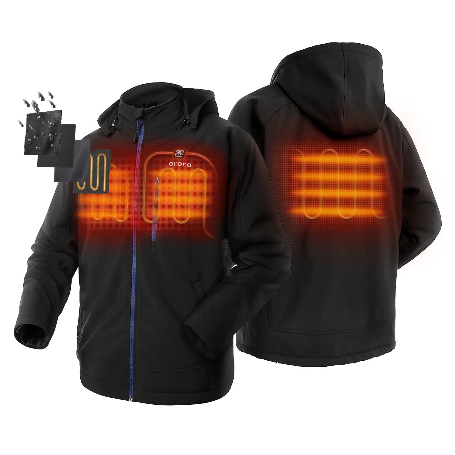 ORORO Men's Heated Jacket Kit With Detachable Hood and Battery Pack | Walmart (US)