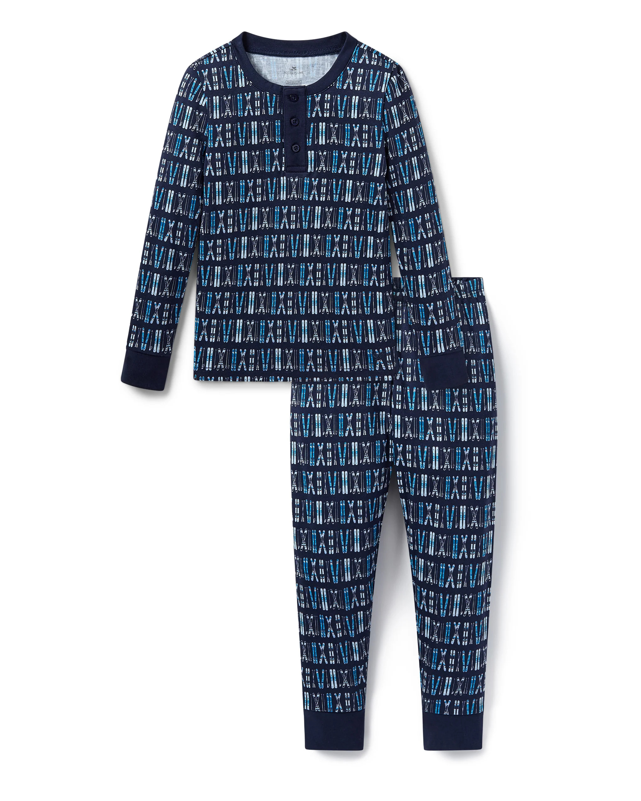 Kid's Pima Snug Fit Pajama Set in Ski Trails | Petite Plume