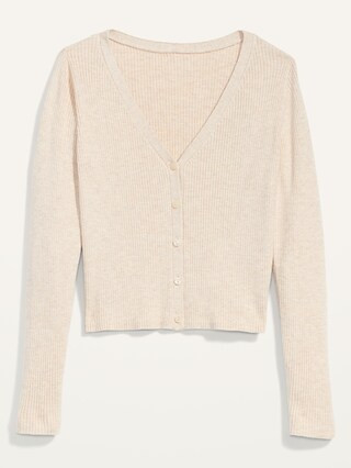 Long-Sleeve Cropped Rib-Knit Cardigan Sweater for Women | Old Navy (US)