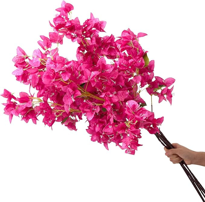 6PCS Silk Bougainvillea Artificial Flowers, UV Resistant, 36 Branches, Long Stems Faux Flower, Re... | Amazon (US)
