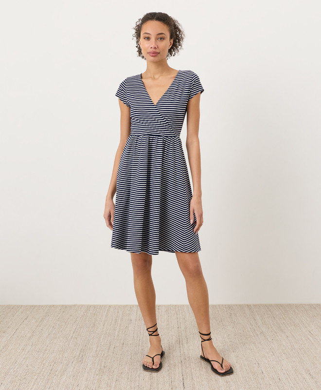 Women’s Fit & Flare Crossover Dress made with Organic Cotton | Pact | Pact Apparel