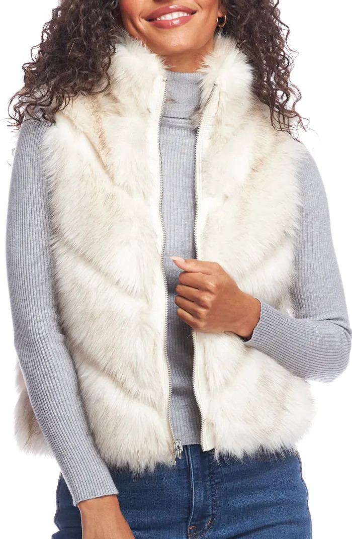 Reversible Chevron Quilted Shortie Faux Fur Reversible Vest | Nordstrom