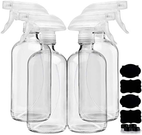 Clear Glass Spray Bottles For Cleaning Solutions (4 Pack) - 16 Ounce, Refillable Sprayer for Essenti | Amazon (US)