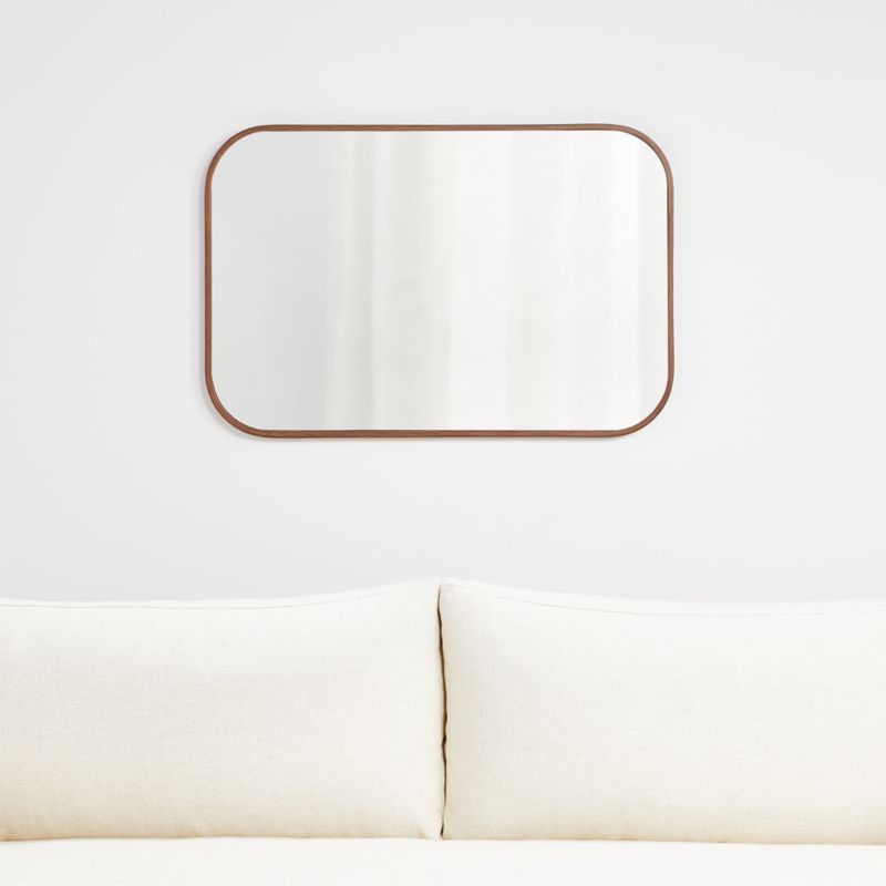 Edge Walnut Rounded Rectangle Mirror + Reviews | Crate & Barrel | Crate & Barrel