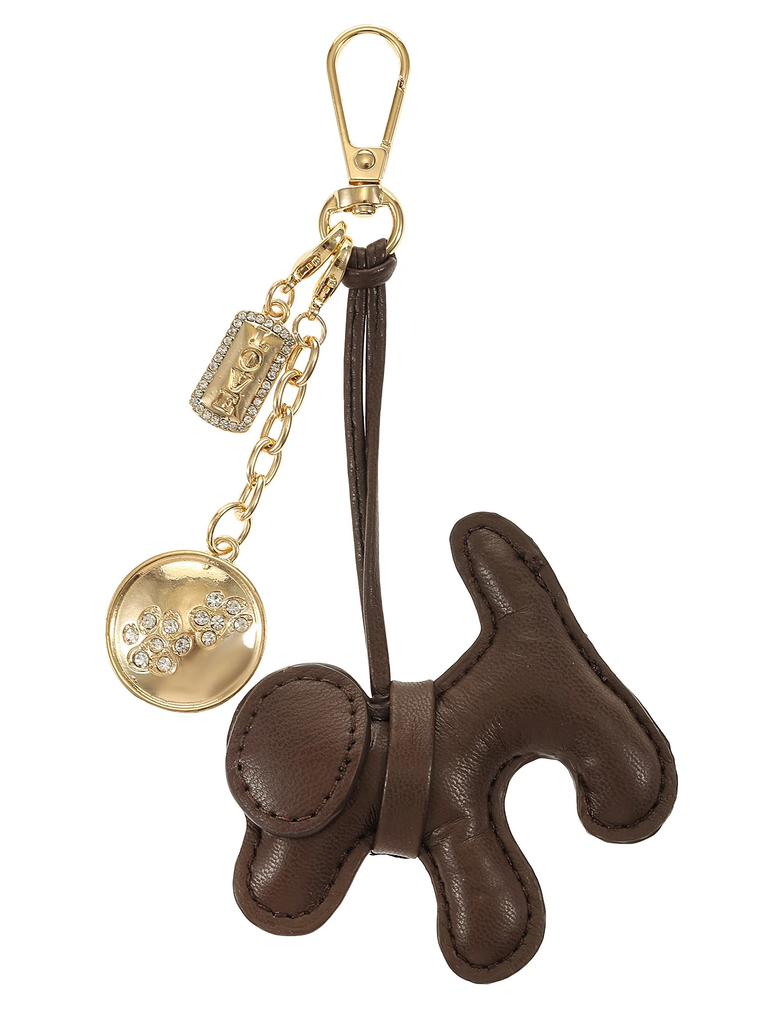 Time and Tru Goldtone and Faux Leather Dog Bag Charm, Brown, 1 Piece | Walmart (US)