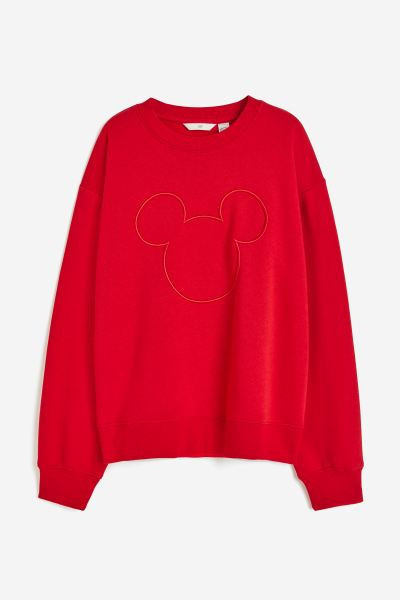 Sweatshirt with Motif - Red/Mickey Mouse - Ladies | H&M US | H&M (US + CA)