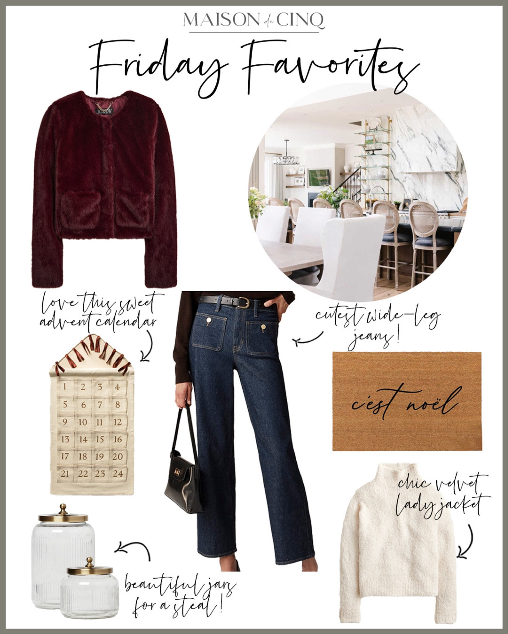 So many great finds for Friday Favorites this week! Fave new jeans, Studio McGee for Target holiday finds (in stock!), cutest French doormat and more!

Home decor, Christmas decor, holiday decor, fall coats, wide leg jeans, turtleneck, sweaters 

#LTKHome #LTKFindsUnder50 #LTKHoliday