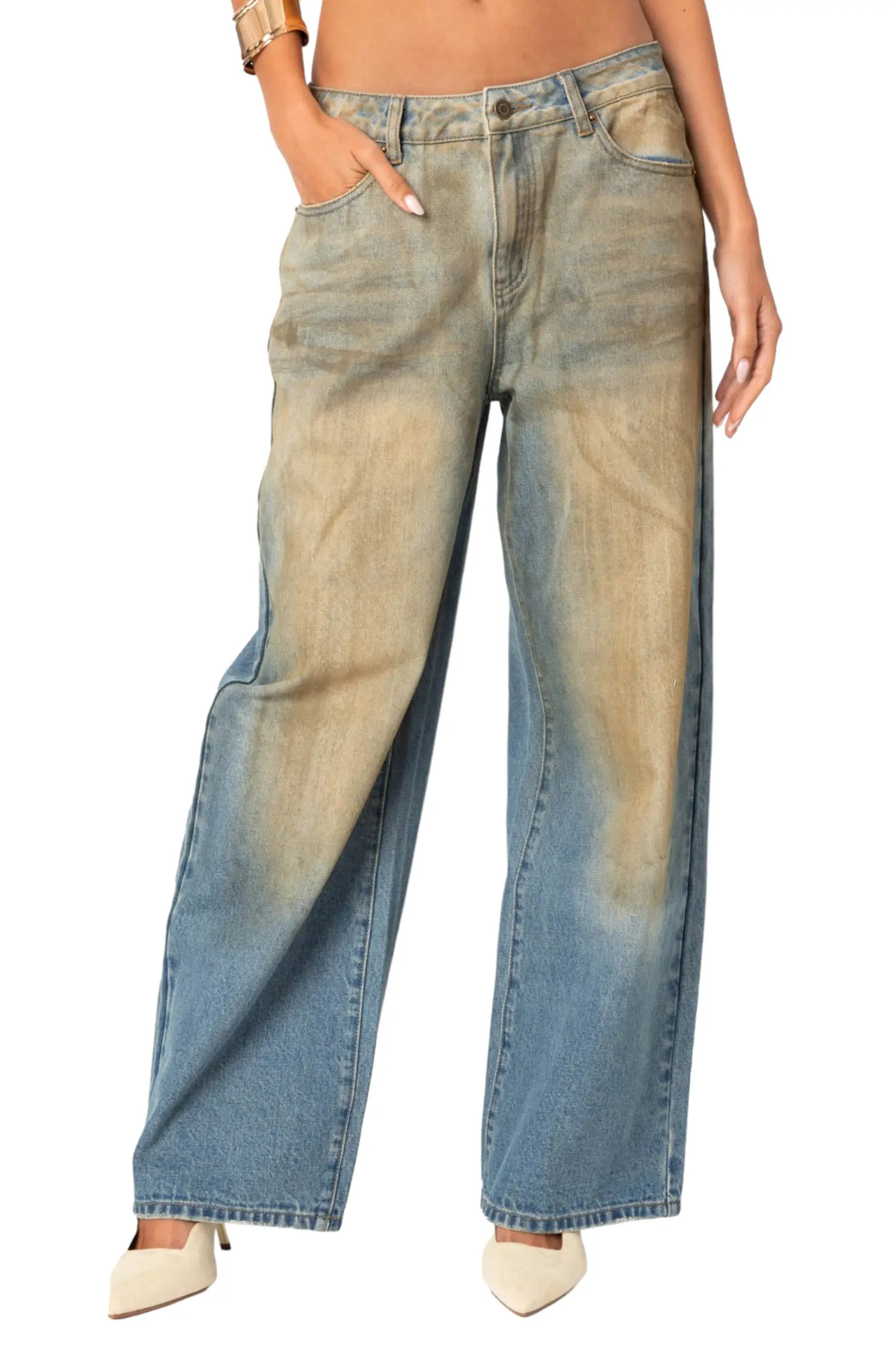 EDIKTED Muddy Wash Wide Leg Jeans (Women) | Nordstrom | Nordstrom