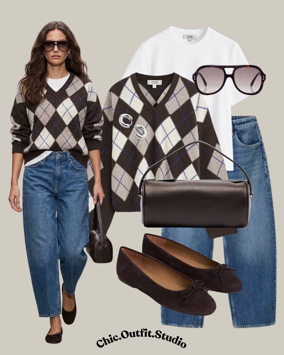 Chocolate Argyle Sweater & Denim | Classic Pre-Fall Layers

✨A chocolate brown and cream argyle sweater layered over a crisp white tee makes the perfect pre-fall combination with relaxed blue jeans and rich brown accessories. The subtle blue detailing in the knit adds just enough color, while chocolate ballet flats and a structured brown bag keep everything polished and timeless. 

✨Perfect for coffee dates, weekend brunches, casual office days, shopping, travel days, or an easy fall lunch.

✨Tags: argyle sweater outfit women, chocolate brown sweater outfit, brown and cream outfit women, argyle sweater jeans outfit, blue jeans outfit women, brown ballet flats outfit, brown handbag outfit, pre fall outfit women, fall transition outfit, transitional weather style, classic fall outfit, minimalist fall style, European style outfit, elevated casual outfit, everyday chic outfit, casual office outfit women, weekend outfit women, timeless wardrobe essentials

#LTKautumn #LTKbag #LTKshoes