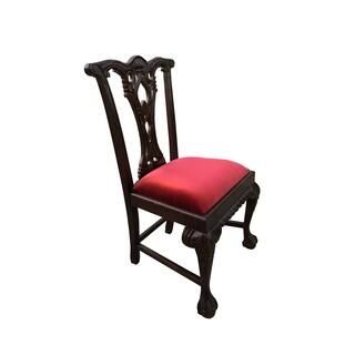 Chippendale Red Velvet Upholstery Mahogany Side Chair | Bed Bath & Beyond