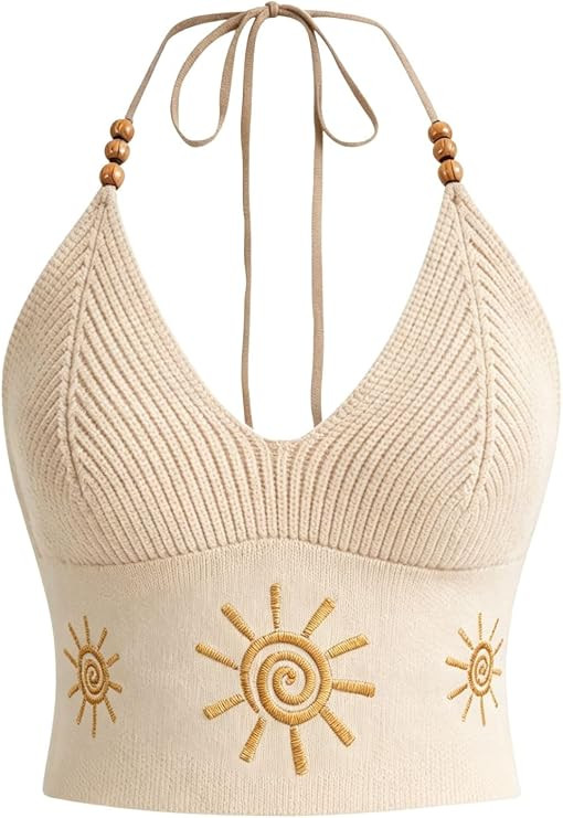 Verdusa Women's Y2k Crochet Tops Going Out Summer Outfits Boho Gothic Halter Top Festival Western... | Amazon (US)