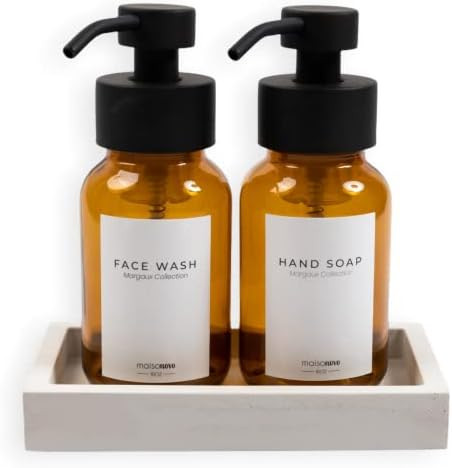 MaisoNovo Foaming Soap Dispenser with Concrete Tray and Waterproof Hand Soap & Face Wash Labels | Vi | Amazon (US)