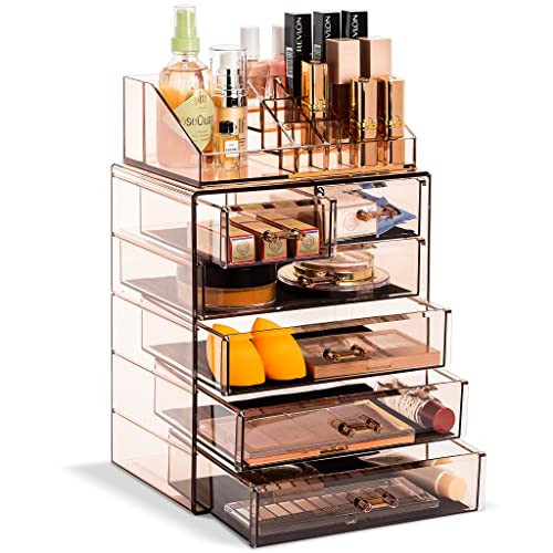 Sorbus Clear Cosmetic Makeup Organizer - Makeup & Jewelry Storage Case Display for Dresser, Bathroom, Vanity (4 Large, 2 Small Drawers, Bronze Glow) | Amazon (US)