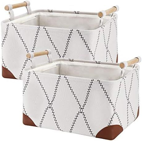 FOREVERL Fabric Storage Basket Bins for Shelves 2 Pack, Large Sturdy Storage Organizer Bins with ... | Amazon (US)