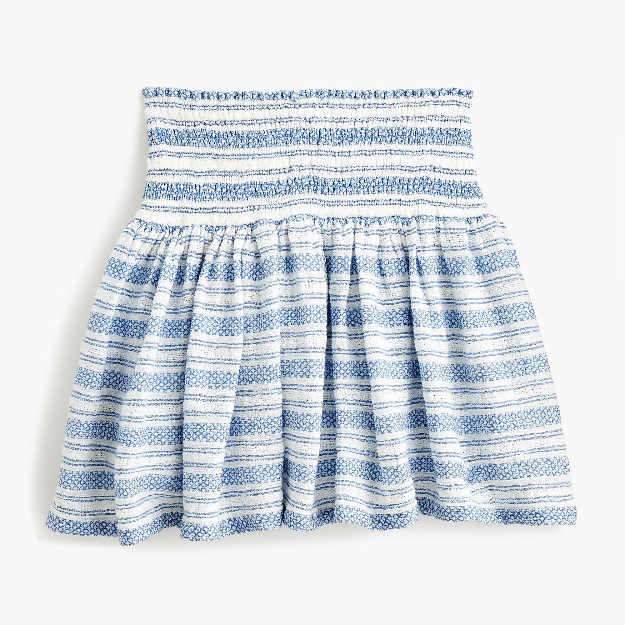 Smocked ruffle mini skirt in textured stripe | J.Crew US
