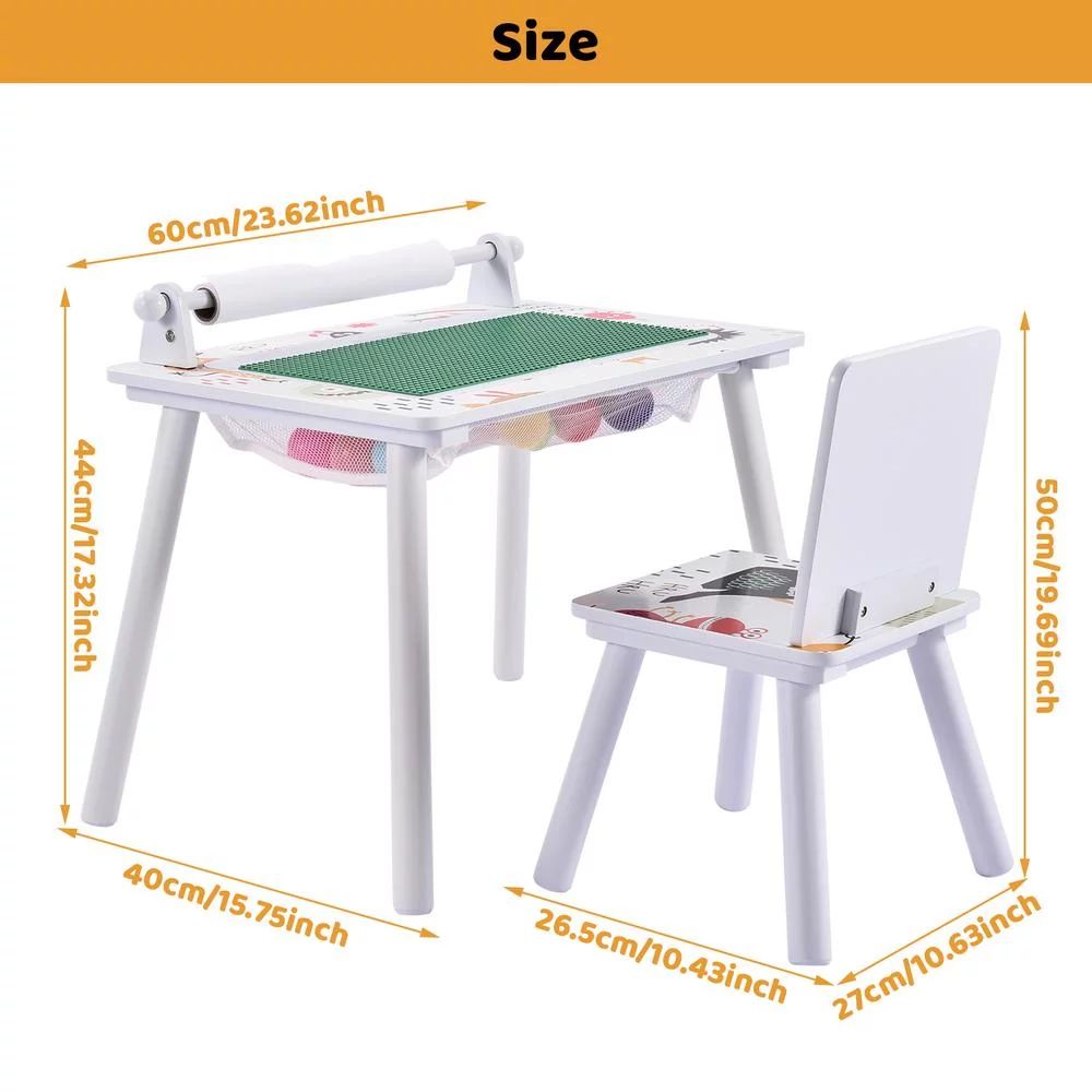 Kids Table and Chair Set Art Desk Study Drawing Activity Play Table White - Walmart.com | Walmart (US)