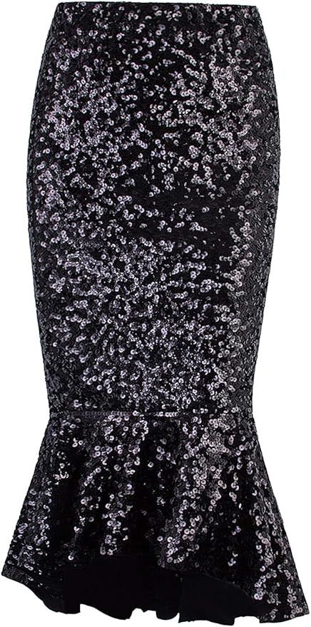 VIJIV Womens Sequin Mermaid Skirt Plus Size High Waist Glitter Long Bridesmaid Party Fishtail Pen... | Amazon (US)