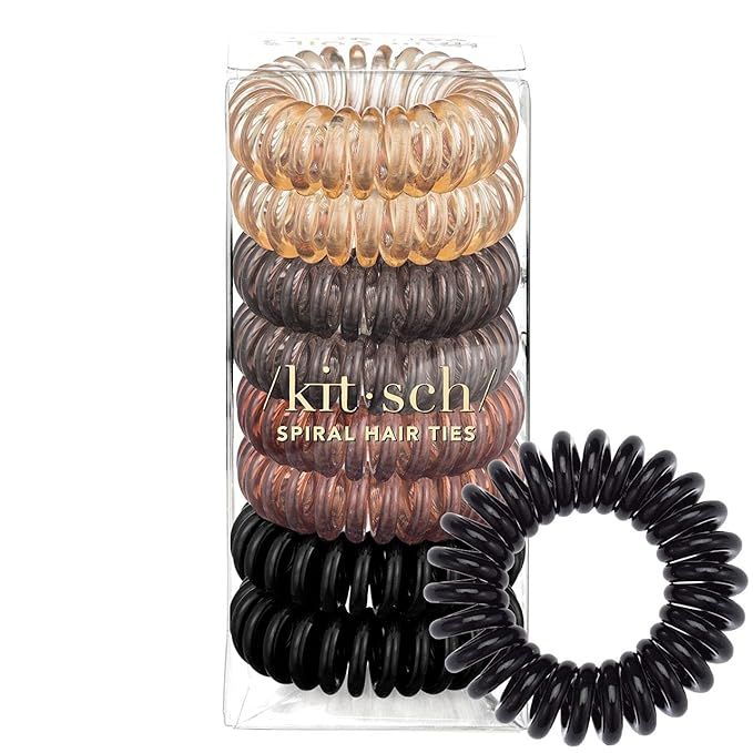 Spiral Hair Ties, Coil Hair Ties, Phone Cord Hair Ties, Hair Coils - 8 Pcs, Brunette | Amazon (US)