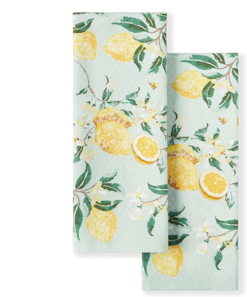 Martha Stewart Dual Purpose Kitchen Towel 2-Pack Set, Lemon Whimsy, 16"x28" | Amazon (US)