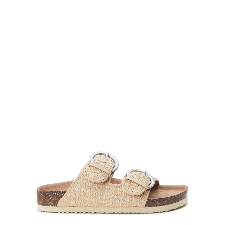 Time and Tru Women's Rafia Footbed Slide Sandal | Walmart (US)