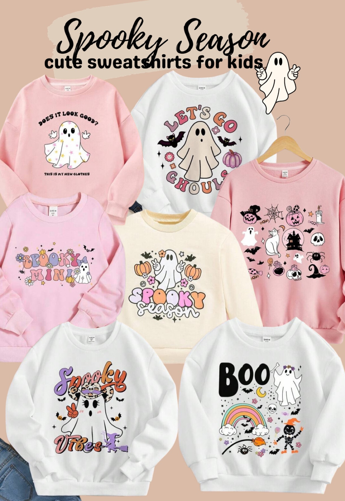 Adorable Halloween sweatshirts for kids! So fun for fall! Seasonal sweatshirt • ghost sweatshirt • pink Halloween • girls clothes 

#LTKfindsunder50 #LTKkids #LTKHalloween