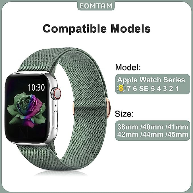 EOMTAM 5 Pack Stretchy Nylon Compatible for Apple Watch Band 38mm 40mm 41mm 42mm 44mm 45mm Women ... | Amazon (US)