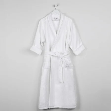 Superior Waffle Weave Cotton Unisex Adult Bath Robe White Large | Walmart (US)