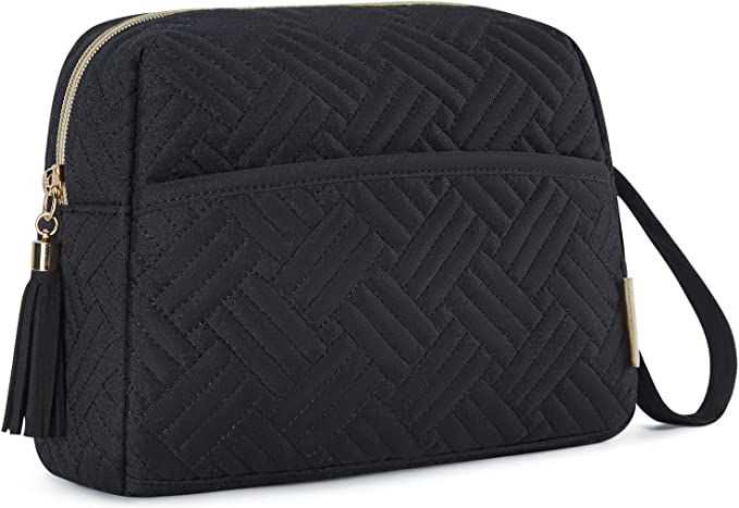 Cosmetic Pouch,BAGSMART Elegant Roomy Makeup Bag,Travel Zipper Pouch,Water-resistant Toiletry Bag... | Amazon (US)