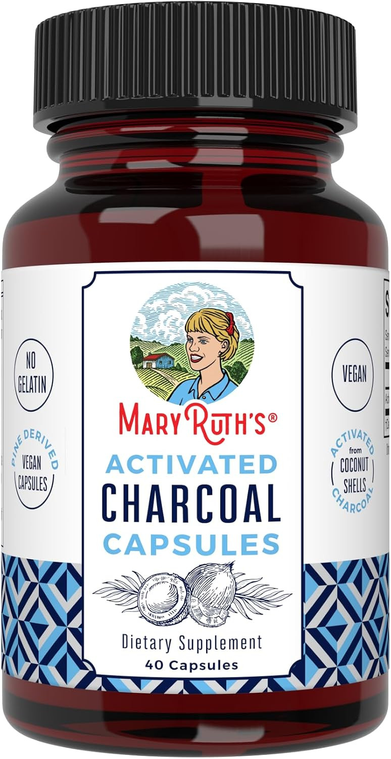 Activated Charcoal by MaryRuth's | Activated Charcoal Capsules | Substance Adsorption | Derived from Coconut Shells | Vegan Capsules from Pine Trees | Non-GMO | Gluten Free | 40 Count | Amazon (US)