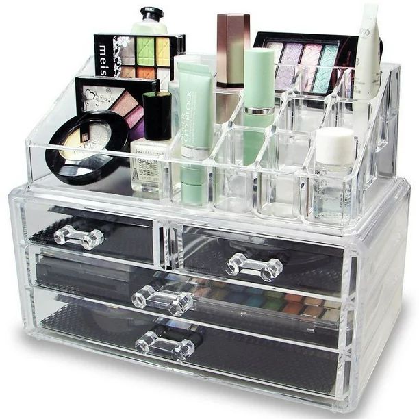 Zimtown 4 Drawer Acrylic Cosmetic Organizer Makeup Case Holder Drawers Jewelry Storage Box - Walm... | Walmart (US)